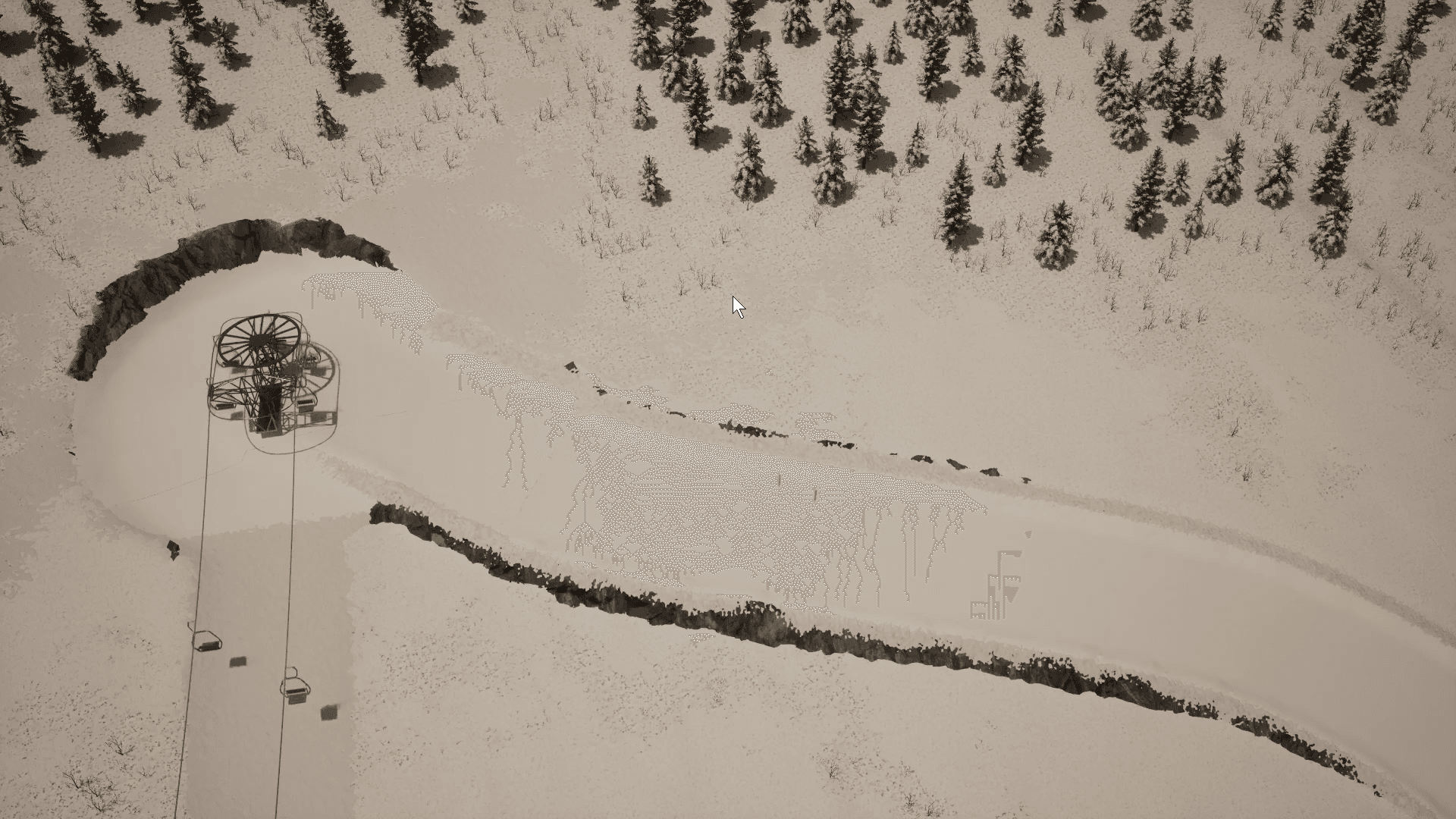 Top of a ski lift and run
